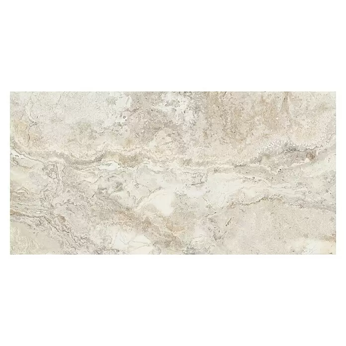 Feinsteinzeugfliese Phantasia - 60 x 120 cm, Beige, Matt - Helle beigefarbene Marmoroptik-Platte mit Natursteintextur und feiner Äderung.