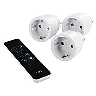 Chacon Set de enchufes inalámbricos nano + mando a distancia (Blanco, Potencia de conexión máx.: 2.300 W, 3 ud.)
