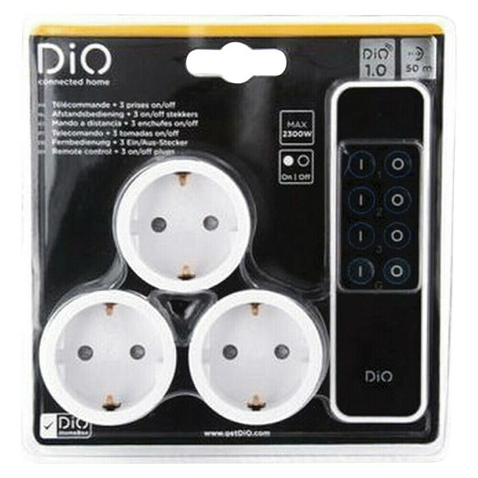 Chacon Set de enchufes inalámbricos nano + mando a distancia (Blanco, Potencia de conexión máx.: 2.300 W, 3 ud.) | BAUHAUS