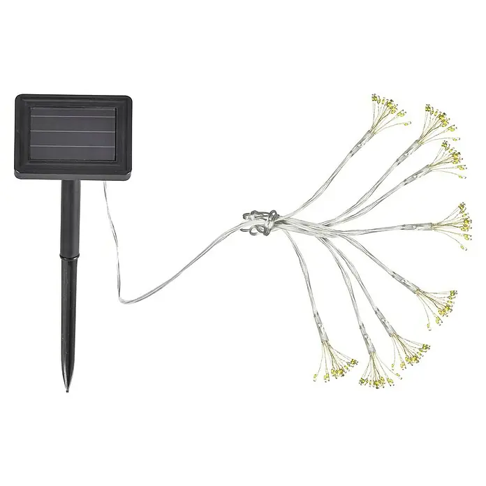 BAUHAUS Solar-Lichterkette Feuerwerk - Länge: 3,4 m, LED - Solarbetriebene Lichterkette mit mehreren Strängen und warmweißem Licht für den Außenbereich, ideal für Gartenpartys.