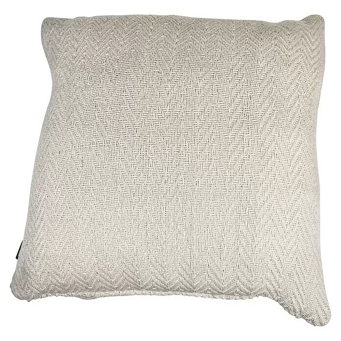 Kissen Kent - Off White, 45 x 45 cm, 100 % Baumwolle - Ein cremefarbenes Kissen mit ausgeprägtem Fischgrätmuster.