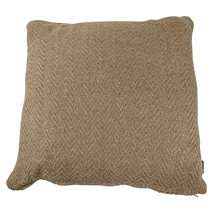 Kissen Kent - Taupe, 45 x 45 cm, 100 % Baumwolle - Dekoratives quadratisches Kissen in einem natürlichen Farbton mit einem auffälligen Fischgrätmuster, das jedem Raum Wärme verleiht.