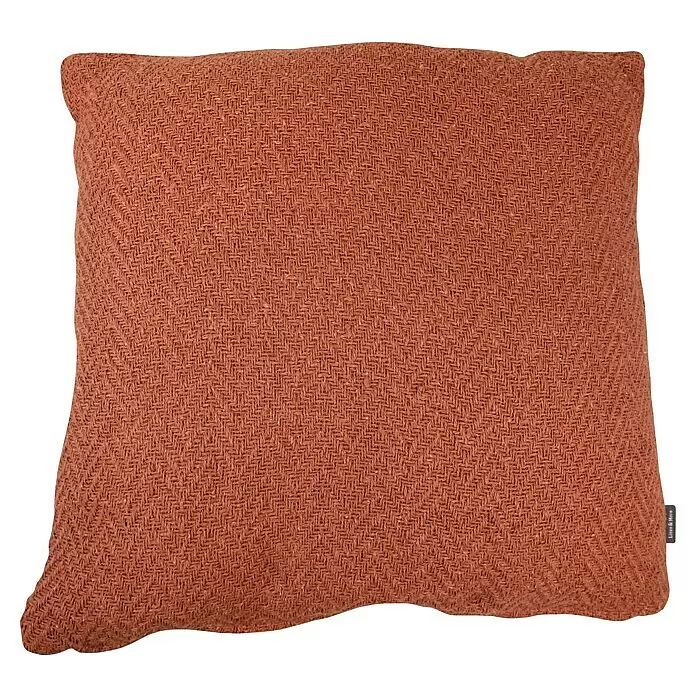 Kissen Kent - Pumpkin Orange, 45 x 45 cm, 100 % Baumwolle - Terrakotta-Kissen mit gewebtem Fischgrätmuster.