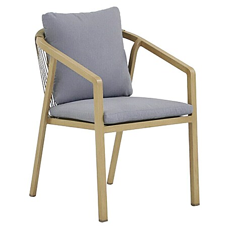 MWH Wicker Gartensessel Creador Kanto (Aluminium/Acryl, Grau/Holzoptik, B x T x H: 56 x 67 x 80 cm)