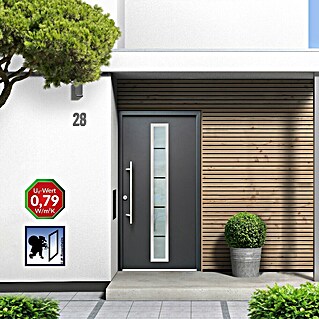 Splendoor Haustür Thermodoor PLUS SP70 RC2 (110 x 210 cm, DIN Anschlag: Links, Anthrazitgrau Feinstruktur)