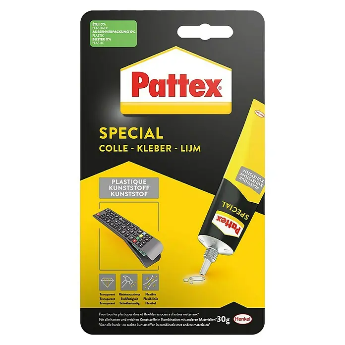 Pattex Spezialkleber Kunststoff - 30 g - Pattex Spezial Kleber für Kunststoffe, 30g Packung, ideal zum Kleben von harten und weichen Kunststoffen in Kombination mit anderen Materialien.