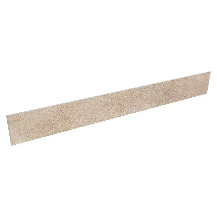 Marazzi Sockelfliese Jerusalem - 7 x 75 cm, Noce, Matt - Hier ist eine längliche, beigefarbene Bordüre mit einer leicht strukturierten Oberfläche, die sich hervorragend für Wand- oder Bodenabschlüsse eignet.