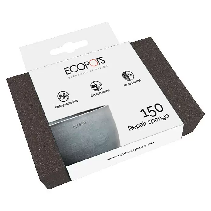 Ecopots Wand-Pflanzkasten Manhattan Wall - Außenmaß (L x B x H): 35 x 17,2 x 15 cm, Kunststoff, Dunkelgrau, Rechteckig - Dunkelgrauer ECOPOTS Reparaturschwamm in weißer Verpackung, für Kratzer, Schmutz, Flecken und Moosentfernung.