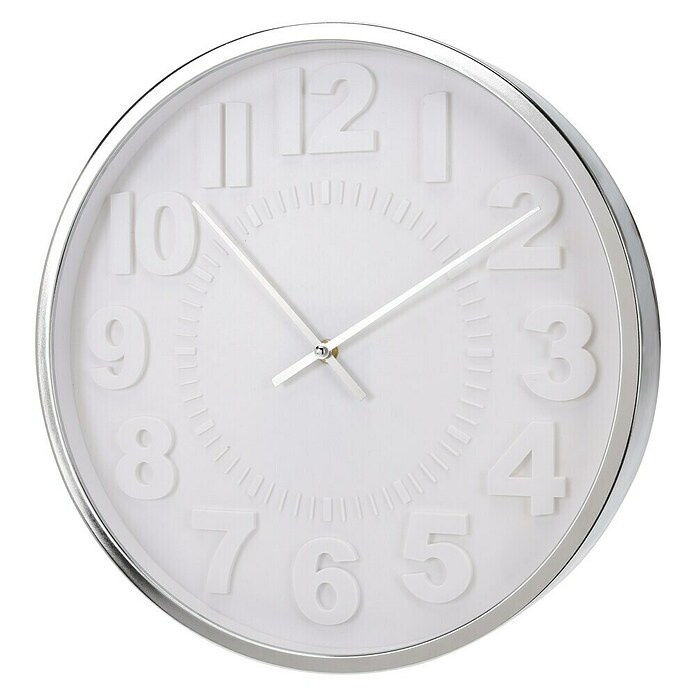Reloj de pared Cromado (Diámetro: 40,5 cm, Blanco/Plateado) | BAUHAUS