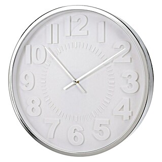 Reloj de pared Cromado (Diámetro: 40,5 cm, Blanco/Plateado)