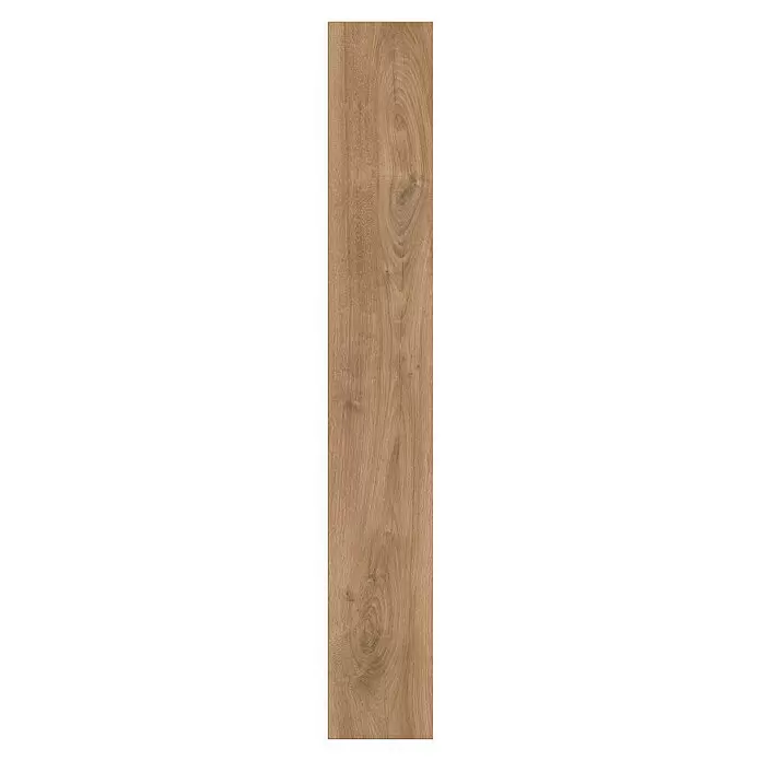 Krono Original Laminat Atlantic 10 - Historic Oak, Landhausdiele, 1.288 x 195 x 10 mm - Hellebraunes Holzpaneel mit natürlicher Maserung und Ast, ideal für Bodenbelag oder Wandverkleidung.