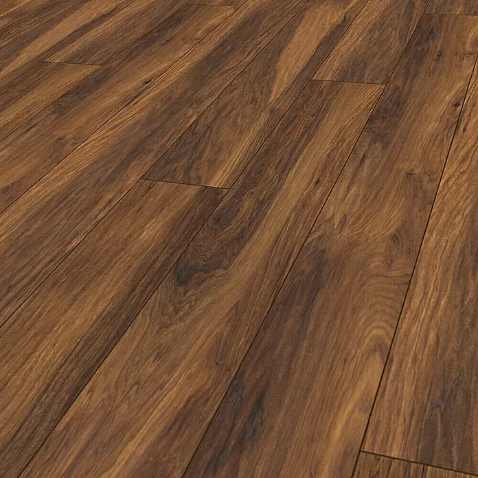 Krono Original Laminatmuster Atlantic 10 Red River Hickory - 297 x 195 x 10 mm, Landhausdiele, Red River Hickory - Ansicht von Holzdielen, die ein warmes und einladendes Gefühl erzeugen. Das Holzparkett eignet sich hervorragend für moderne oder rustikale Räume.