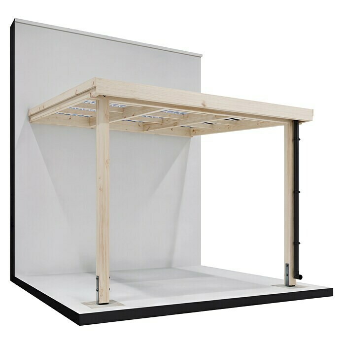 Joda Terrassenüberdachung Master (B x T: 317 x 314 cm, Natur, Fichte-KVH, Dacheindeckung aus Licht-Wellplatten) | BAUHAUS
