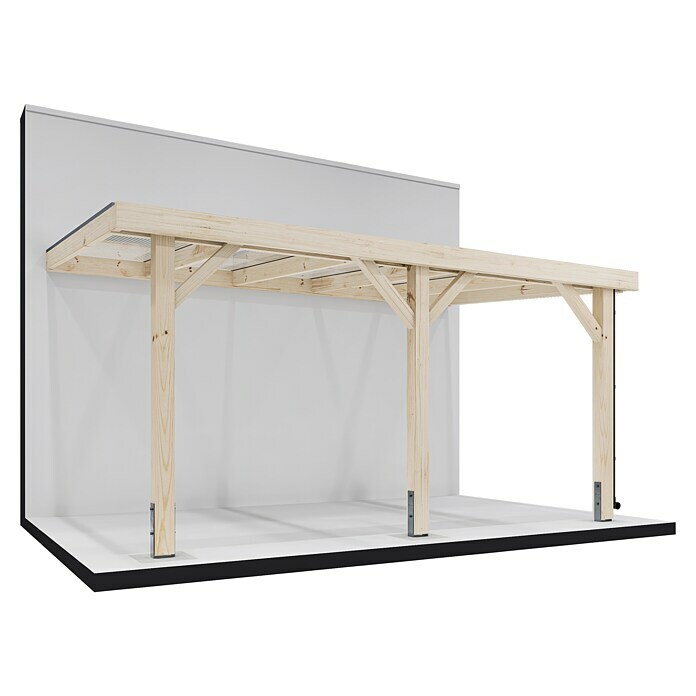 Joda Terrassenüberdachung Master (B x T: 507 x 314 cm, Natur, Fichte-KVH, Dacheindeckung aus Stegplatten) | BAUHAUS