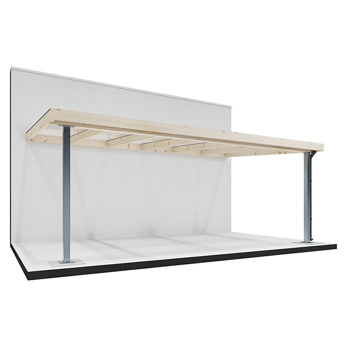 Joda Terrassenüberdachung Master (B x T: 607 x 364 cm, Natur, Fichte-KVH, Stahlstützen, Dacheindeckung aus Stegplatten) | BAUHAUS