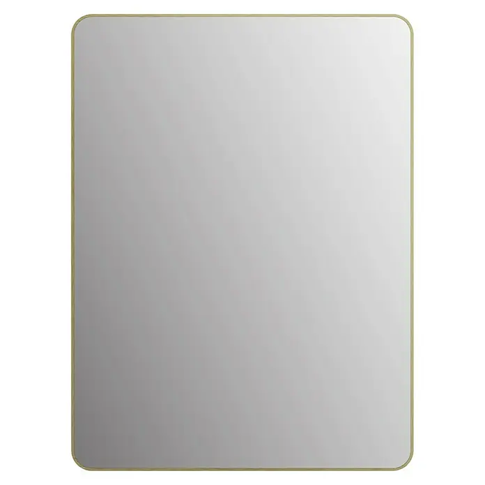 DSK Wandspiegel Picasso - 60 x 80 cm, Gold - Elegantes, rechteckiges Spiegeldesign mit abgerundeten Ecken und einem schmalen, goldenen Rahmen, das jedem Raum einen Hauch von Klasse verleiht.