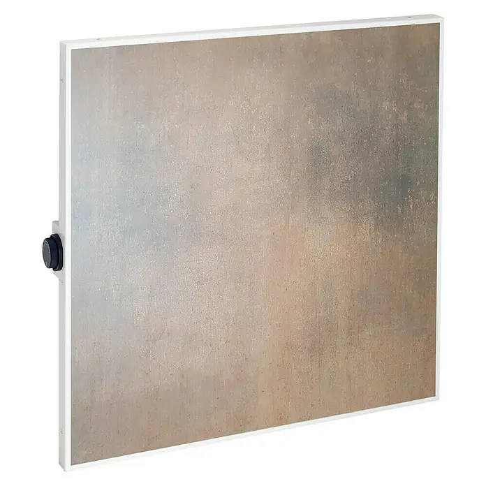 Infrarot-Keramikheizkörper - 60 x 60 cm, 440 W, Anthrazit - Nahaufnahme eines eleganten Heizpaneels mit schlichtem Design und einem Drehknopf zur Temperaturregelung.