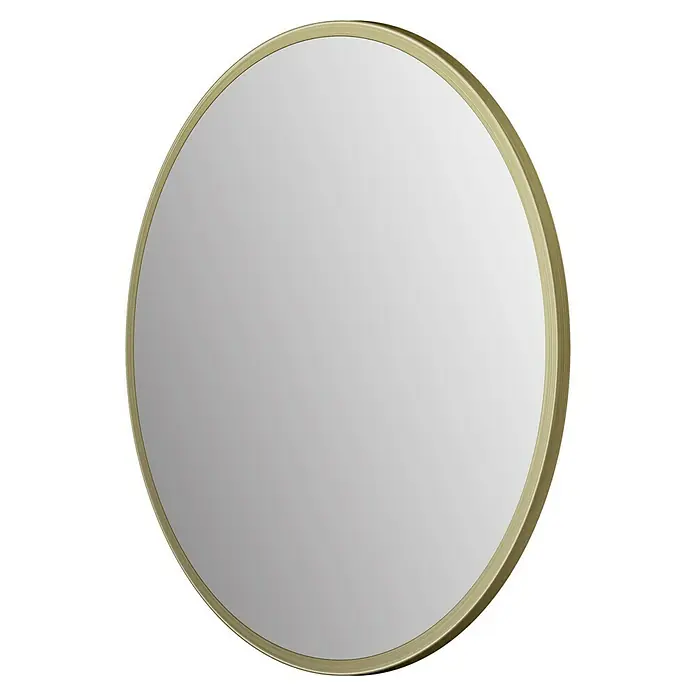DSK Wandspiegel Picasso - Durchmesser: 25 cm, Gold - Nahaufnahme eines runden Spiegels mit goldenem Rahmen, der ein elegantes und modernes Design zeigt. Perfekt für jeden Raum.