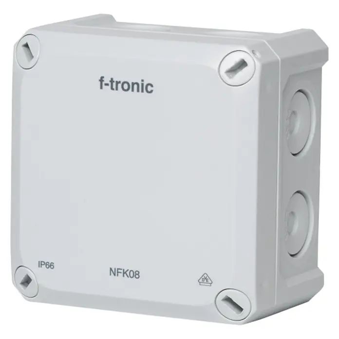 F-tronic Feuchtraum-Abzweigdose NFK08 - Grau, 8,5 mm x 8,5 cm x 5,4 cm, IP66 - F-Tronic Abzweigdose NFK08, IP66-geschützt, für sichere elektrische Verbindungen im Innen- und Außenbereich, ideal für vielfältige Anwendungen.
