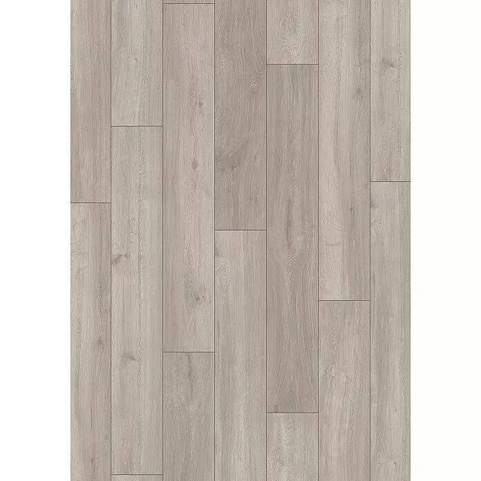 Krono Original Laminat Super Natural - Rockford Oak, Landhausdiele, 1.288 x 195 x 8 mm - Helle, graue Holzoptik-Bodenpaneele mit natürlicher Maserung.