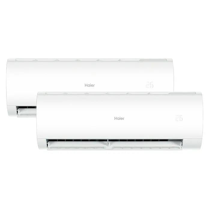 Haier Aire acondicionado Inverter 2x1 Perla - 2.600 W, 2.600 W, 25 m², Blanco - Dos aires acondicionados Haier con un diseño minimalista, blancos y con pantalla digital de temperatura. Refrigeración moderna para tu hogar.
