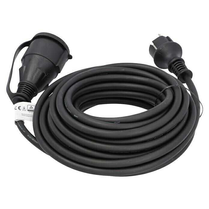 Voltomat Cable de extensión de goma (10 m, Negro, IP44, H05RR-F3G1,5)