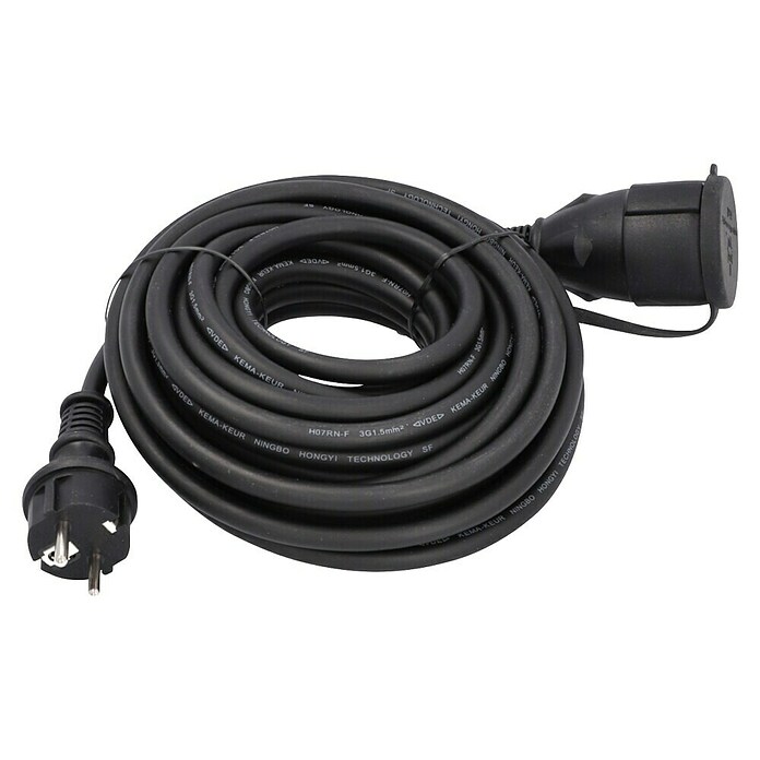 Verlängerungskabel Außenbereich 200 M – 16/3 Schwarz, Wasserdicht, 10A 1250W, ETL-geprüft