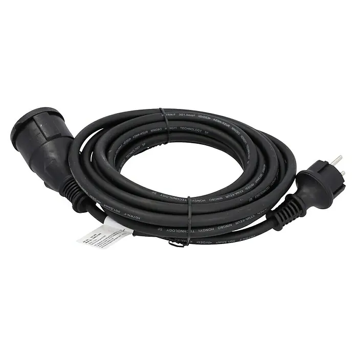 Profi Depot Verlängerungskabel - 5 m, Schwarz, IP44, H07RN-F - Schwarzes Verlängerungskabel mit Stecker und Kupplung, ideal für den Außenbereich, bietet zuverlässige Stromversorgungslösungen.