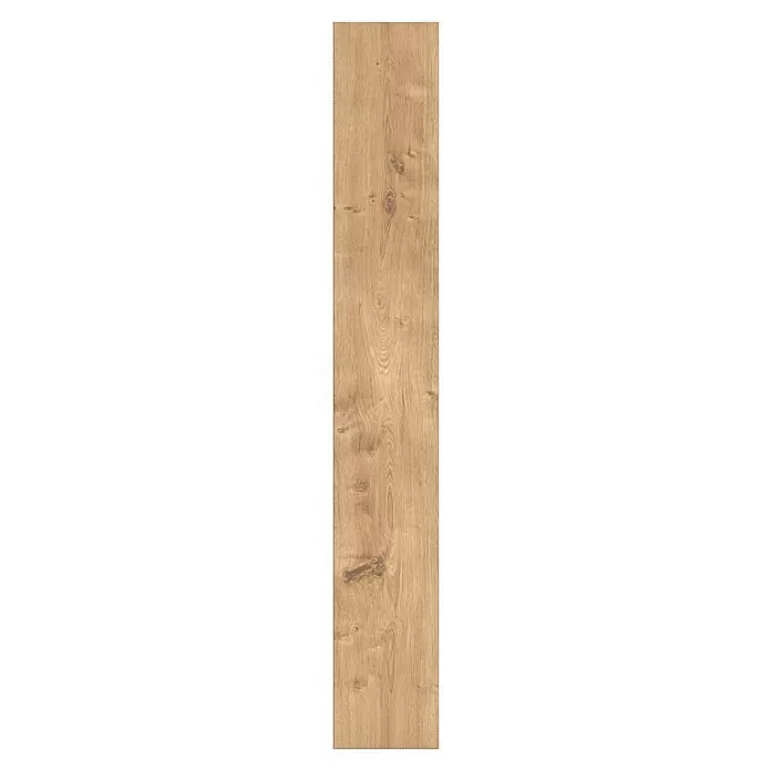 Krono Original Laminat Super Natural - New England Oak, Landhausdiele, 1.288 x 195 x 8 mm - Hellbraune Holzplatte mit natürlicher Maserung und dunkleren Ästen.