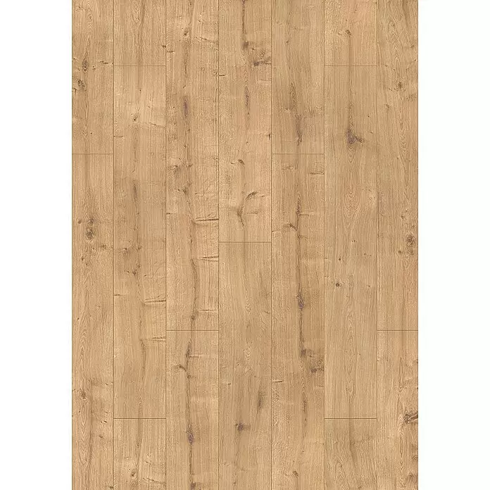 Krono Original Laminat Super Natural - New England Oak, Landhausdiele, 1.288 x 195 x 8 mm - Hellbrauner Dielenboden aus Holz mit sichtbarer Maserung und dezenten Astdetails.