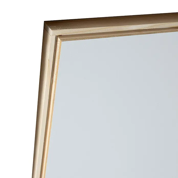 Dolle Bodentreppe Pur - 130 x 60 cm, Wärmedämmung: 1,6 W/(m²K) - Nahaufnahme eines hellen Holzrahmens mit weißer Füllung, der eine schlichte Eleganz und natürliche Materialien betont.