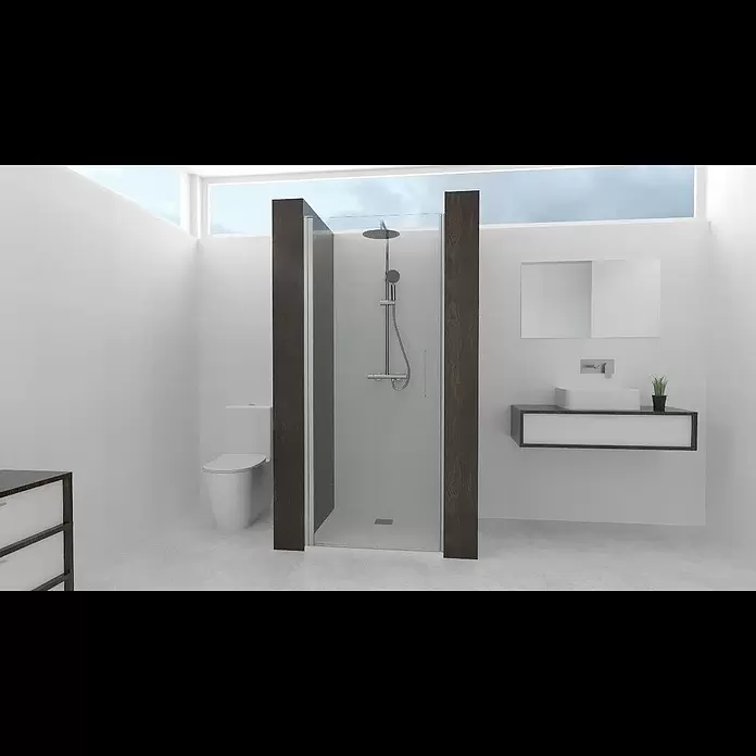 GME Mampara de ducha esquinera Open Combi A - L x An x Al: 70 x 70 x 195 cm, Plata brillo - Mampara de bao con puerta abatible - Open Combi A - GME
