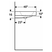 Geberit iCon Waschtisch (120 x 48,5 cm, Mit schmutzabweisender Glasur, Ohne Hahnloch, Keramik, Weiß)