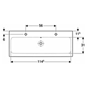 Geberit iCon Doppelwaschtisch (120 x 48,5 cm, Ohne Beschichtung, Mit Überlaufloch, Keramik, Weiß)