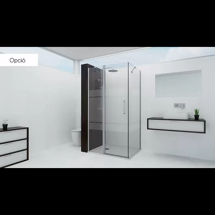 GME Mampara de ducha frontal Open Combi C - 120 x 195 cm, Vidrio serigrafiado, An x Al: 120 (40/80) x 195 cm, Plata brillo - Mampara de bao fijo + puerta abatible - Open Combi C - GME