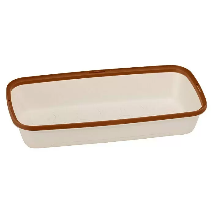 Romberg BoQube Anzuchtschale M - Außenmaß (L x B x H): 31 x 19 x 12 cm, Kunststoff, Creme/Kupferbraun - Rechteckiger cremefarbener Kunststoffbehälter mit braunem Rand.