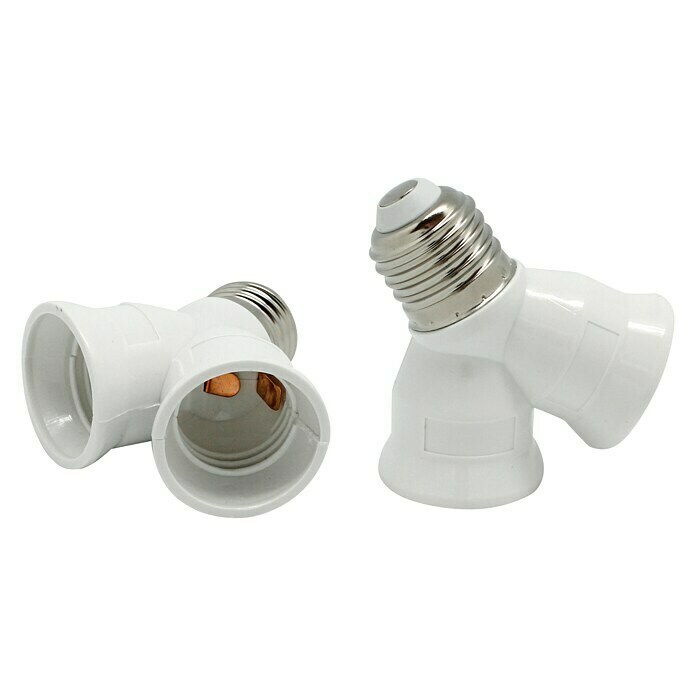 Electraline Casquillo para lámparas doble (E27, Blanco, Plástico)