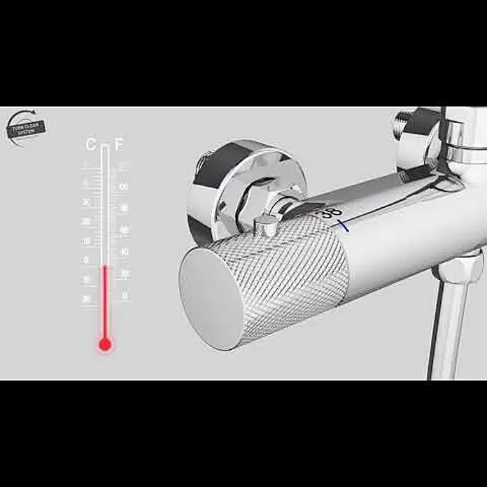 Imex Line Sistema de ducha / bañera - Con grifo termostático, Distancia entre orificios: 15 cm, Número de tipos de chorro: 1 ud., Negro - Nueva Serie Line - Imex Produtcs