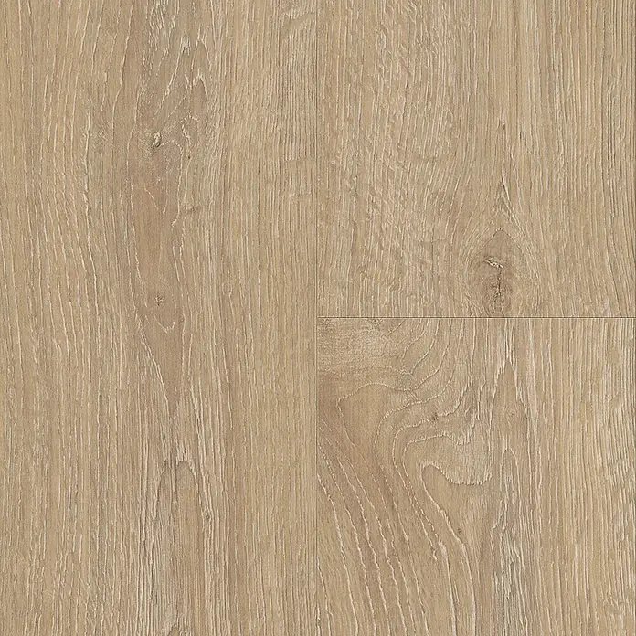 Krono Original Laminat Super Natural - Khaki Oak, Landhausdiele, 1.288 x 195 x 8 mm - Nahaufnahme von hellem Laminatboden mit Holzmaserung. Ideal für moderne Innenräume.