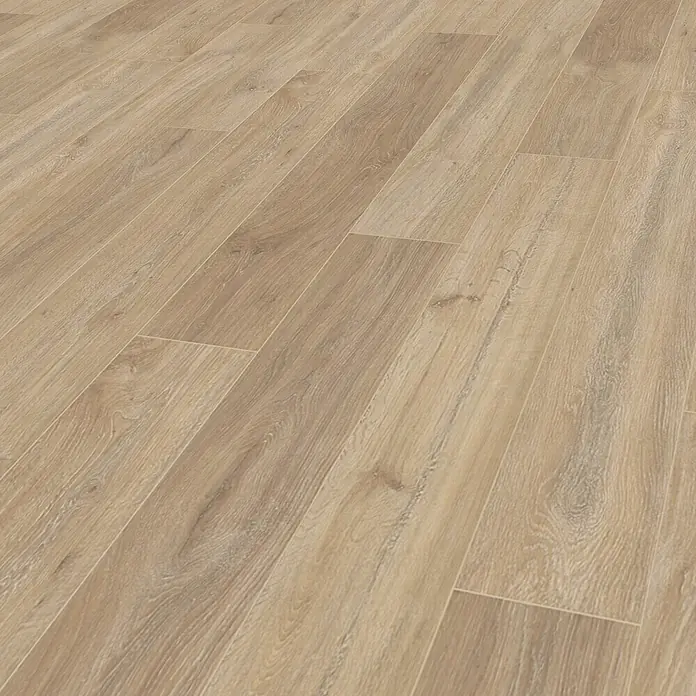 Krono Original Laminat Super Natural - Khaki Oak, Landhausdiele, 1.288 x 195 x 8 mm - Helles Laminat mit Holzoptik und realistischer Maserung, ideal für einladende Wohnräume mit Wärme und natürlichem Flair.