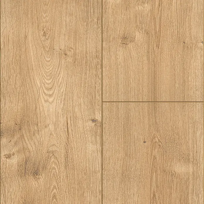 Krono Original Laminat Super Natural - New England Oak, Landhausdiele, 1.288 x 195 x 8 mm - Nahaufnahme von vier hellbraunen Holzdielen mit deutlicher Maserung für Bodenbeläge.