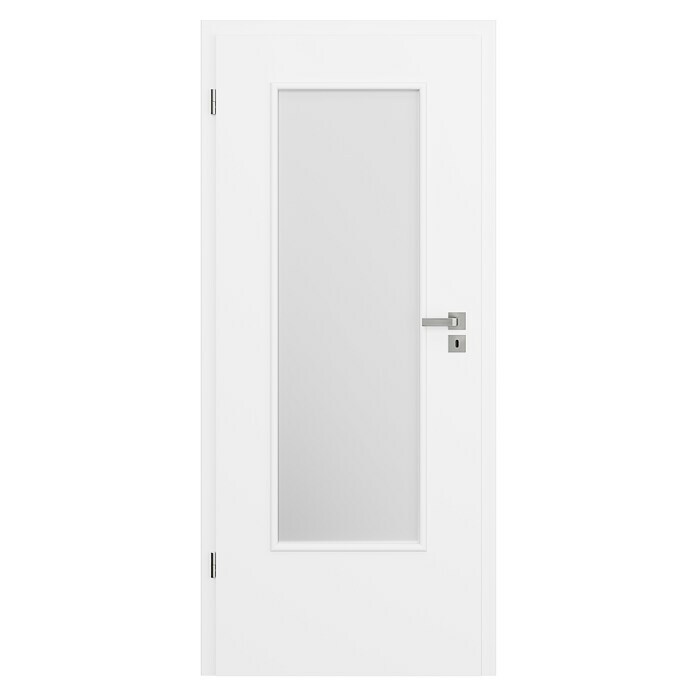 Invado Zimmertür ND31 LA (735 x 1.985 mm, DIN Anschlag: Links, Verkehrsweiß matt, Mittellage: Röhrenspan, Satiniertes Glas) | BAUHAUS