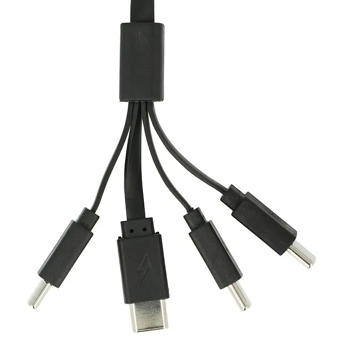 BAUHAUS USB-Ladekabel 4 x USB-C - Schwarz, Länge: 19 cm, USB A-Stecker - Mehrfach-USB-Kabel mit verschiedenen Anschlüssen. Ein praktisches Zubehör zum Aufladen verschiedener Geräte mit einem einzigen Kabel.