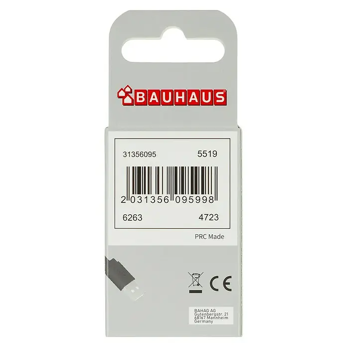 BAUHAUS USB-Ladekabel 4 x USB-C - Schwarz, Länge: 19 cm, USB A-Stecker - Produktverpackung von Bauhaus mit Barcode, Artikelnummern und Herstellerinformationen für ein elektronisches Zubehörteil.