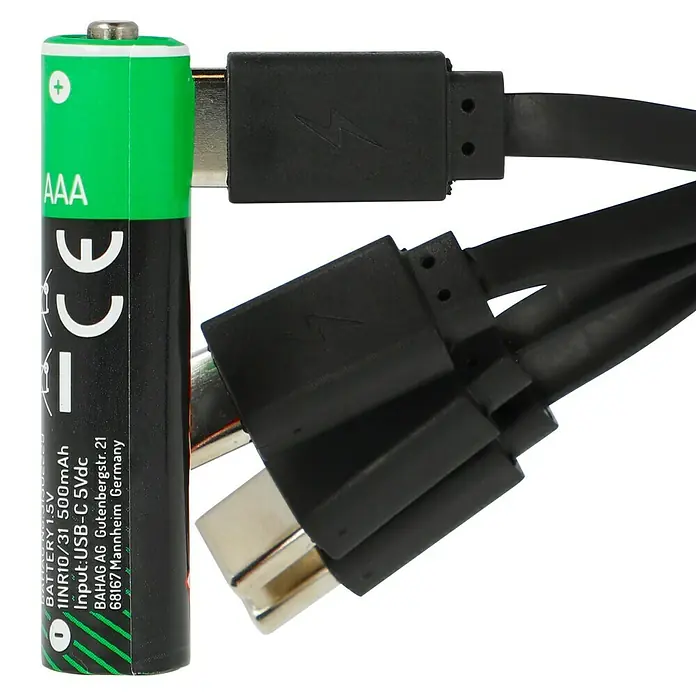 BAUHAUS Akku-Batterien USB-C - Micro AAA, Li-Ionen, 4 Stk. - AAA-Batterie mit USB-C-Anschluss zum Aufladen, ideal für Geräte, die eine zuverlässige Stromquelle benötigen.