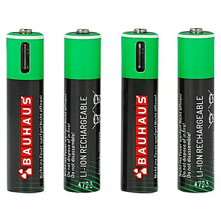 BAUHAUS Akku-Batterien USB-C (Wiederaufladbar, Micro AAA, Li-Ionen, 4 Stk.)