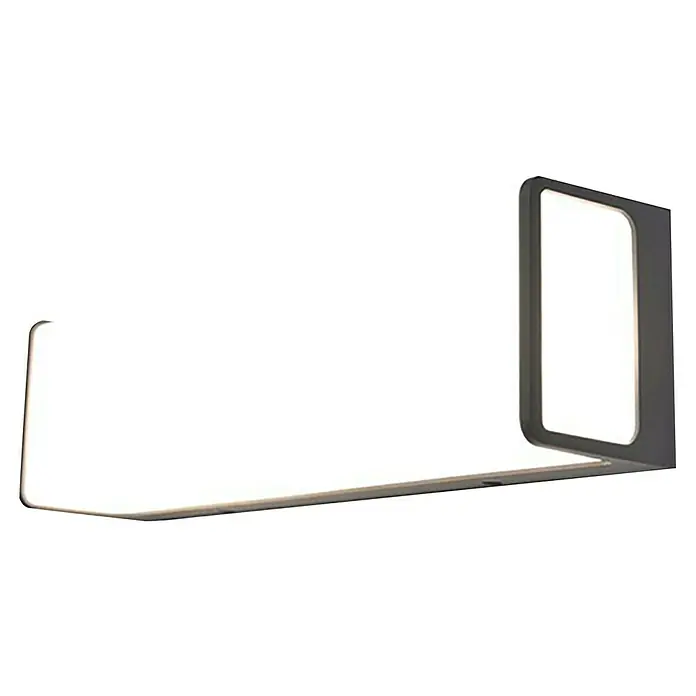 Lutec Doblo Aplique exterior LED Large - 34 W, 31,6 x 34 x 13 cm, Antracita, IP54 - Una lámpara de pared moderna y alargada con difusor blanco y marco oscuro. Ideal para una iluminación interior elegante.