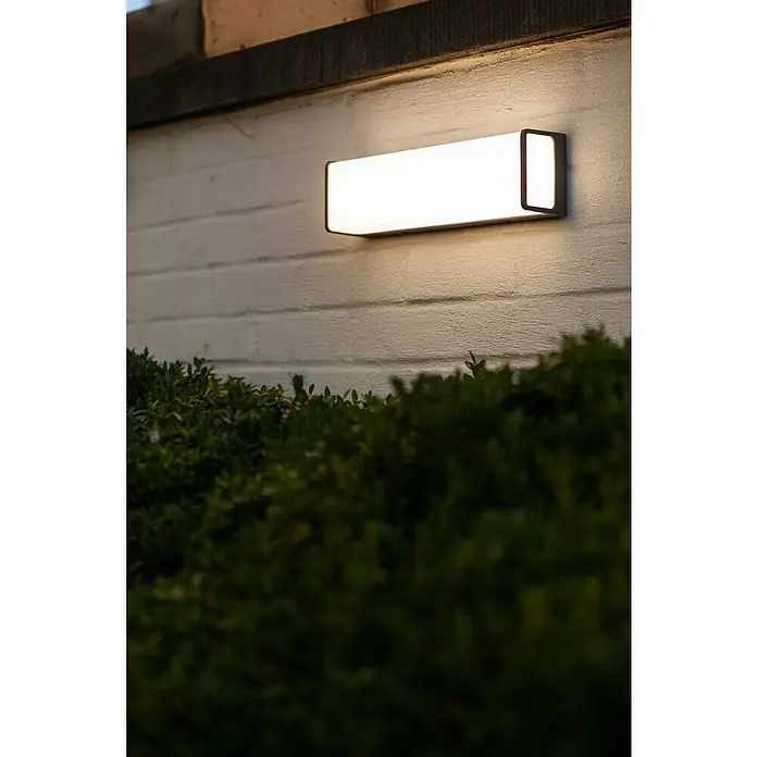 Lutec Doblo Aplique exterior LED Large - 34 W, 31,6 x 34 x 13 cm, Antracita, IP54 - Esta lámpara de pared exterior con forma rectangular ilumina una fachada. La luz es suave y cálida. Perfecto para cualquier jardín moderno.