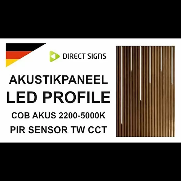 Direct Signs Lichtleiste CCT für Akustikpaneele - Länge: 101,5 cm, Lichtfarbe: Mehrfarbig, 12 W, 24 V - Direct Signs - LED PROFILE COB AKUS - HAND SENSOR (PIR SENSOR) TW CCT - DE