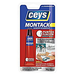 Ceys Adhesivo para montaje Montack puntos fijación removibles (Blanco, 20 g)